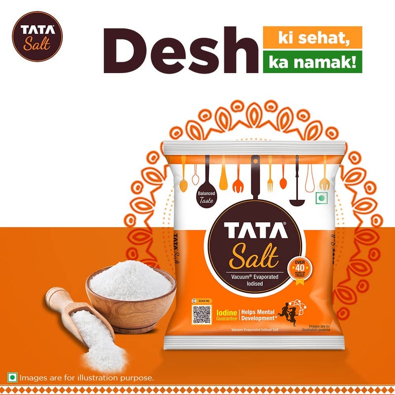 Tata Salt, 1 kg - (1000 grams pack) - 35.27 oz - India - Vacuum evaporated iodised salt - Vegetarian - Image 4